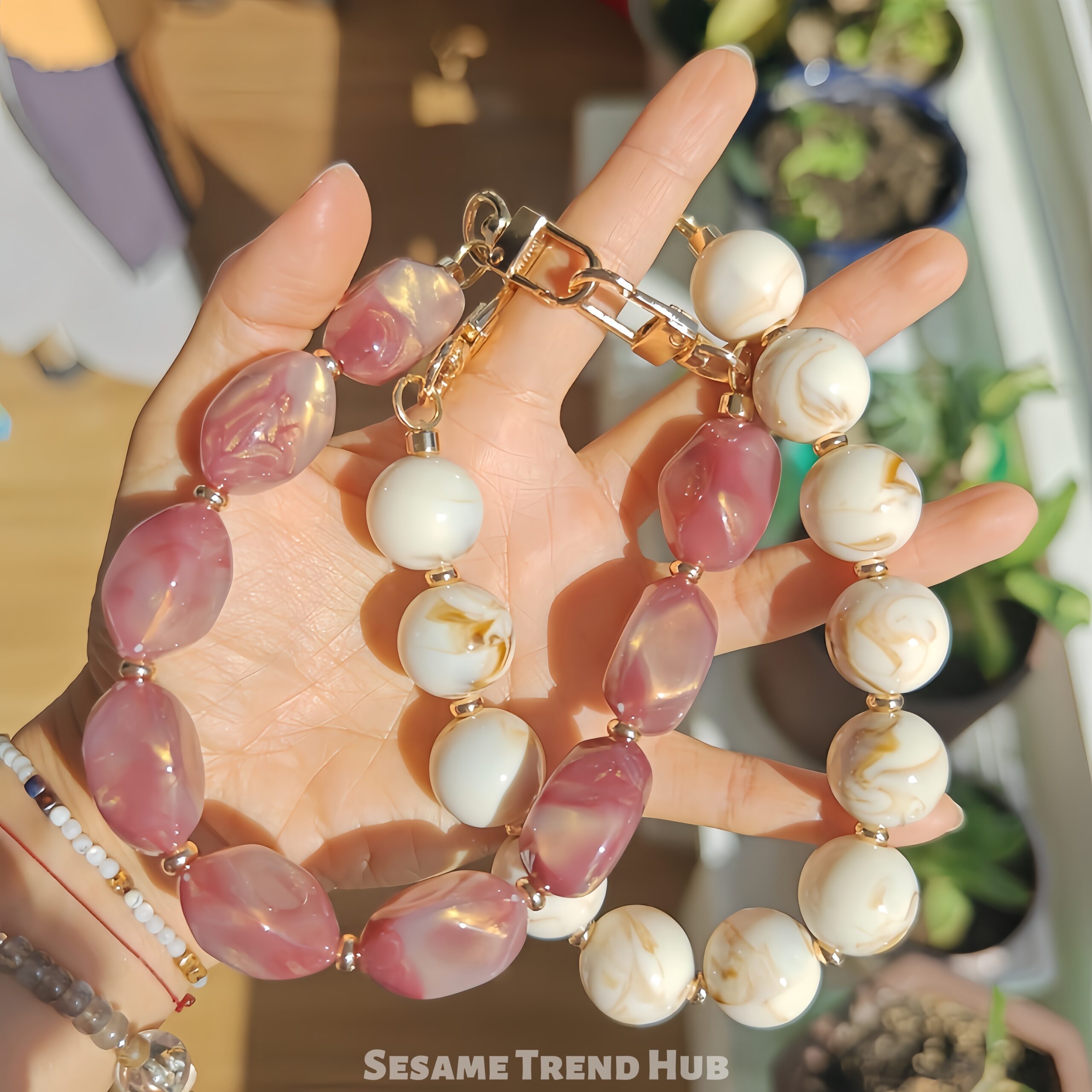 Acrylic Stone-Pattern Phone Wrist Strap